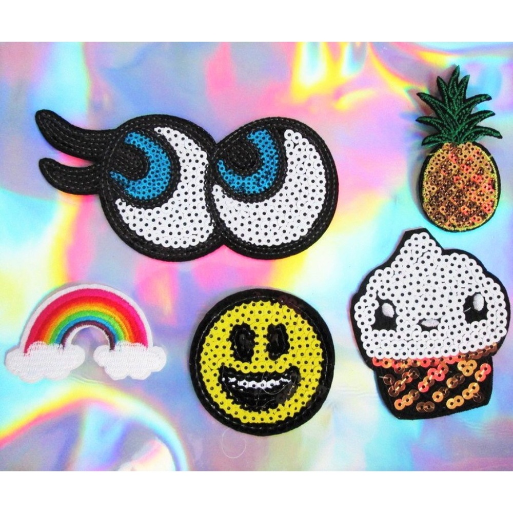 emoji iron on patch sequin patches embroidered set